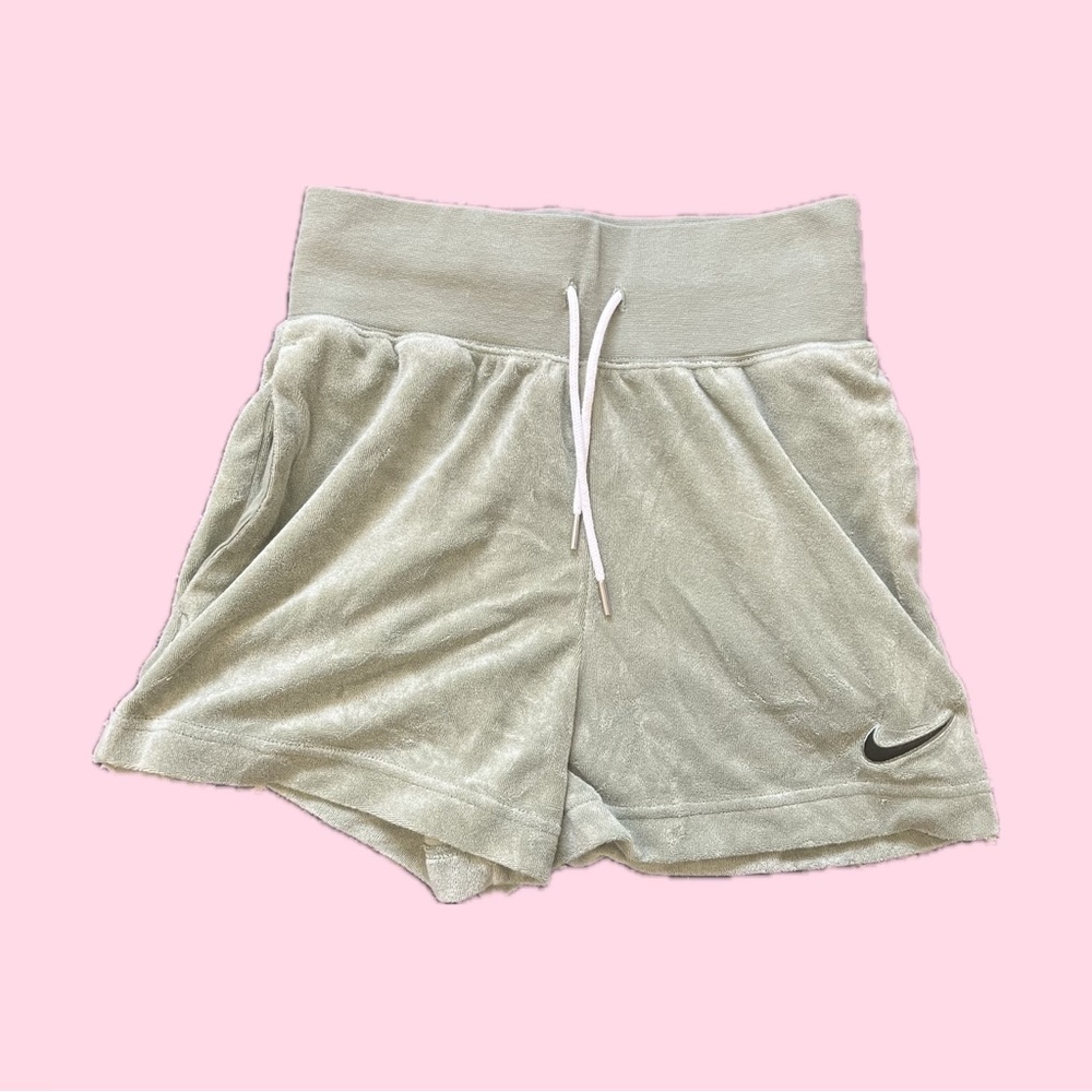 sage green xs women’s nike terry shorts
